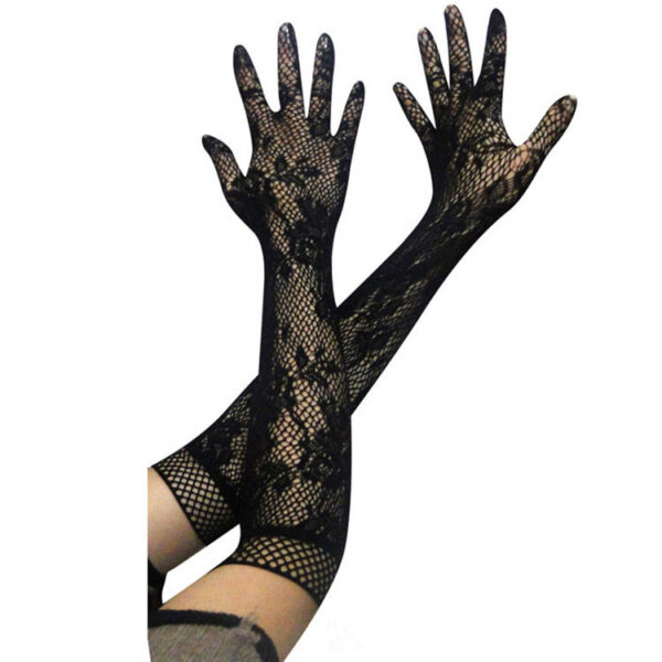 New Fashion Bridal Lace Wedding Long Sleeve Gloves Fingerless Transparent Hollow Out Mesh Gloves