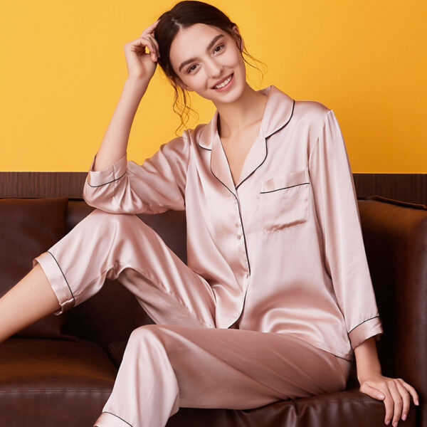 Wholesale Women Silk Pajamas Custom Satin Sleep Wear 100% Pure Silk Sexy Pyjamas Set