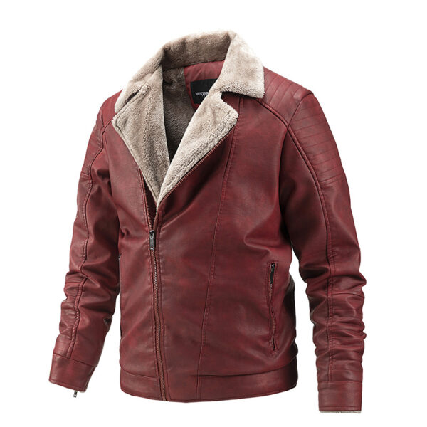 2022 foreign trade fall winter men fur integrated European and American coat motorcycle leather casual PU leather jacket - Image 5