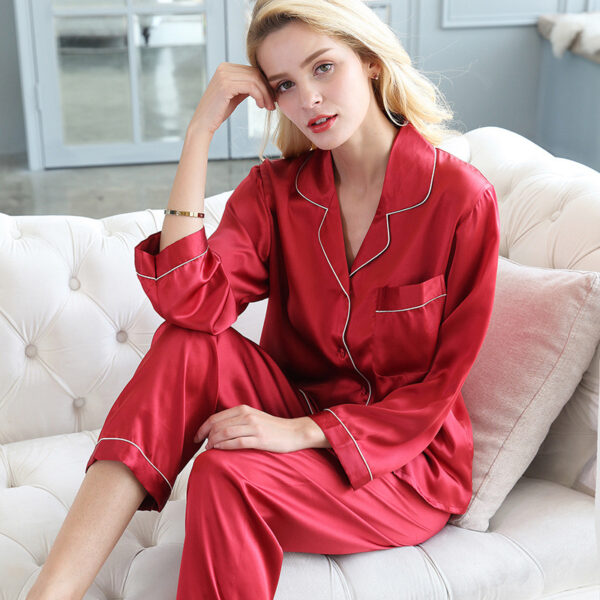 Wholesale Women Silk Pajamas Custom Satin Sleep Wear 100% Pure Silk Sexy Pyjamas Set - Image 3