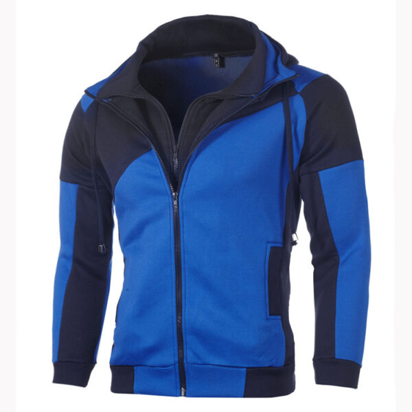 Chinese Custom Logo Winter 1 Piece Jackets For Men Personalized Color-blocking Double-layer Zipper Hooded Sports Jackets - Image 4