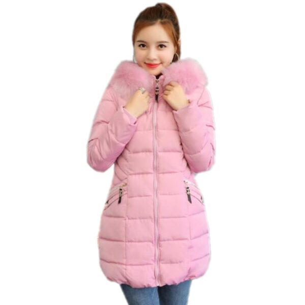 M-6XL Plus Size Winter Cotton Jacket and Coat Long Section Slim Thick Warm Fur Collar Hooded Jacket Parkas Ladies - Image 6