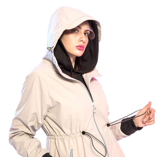 50D adjustable Waist windbreaker jacket women waterproof windbreaker with hoodies High quality long winter windbreaker mr p coat