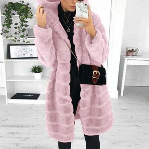 Oversize Winter Warm Outfits X Long Coats For Ladies fake faux fur Cloths With Hood Women Faux Fur Coat For Ladies - Image 5