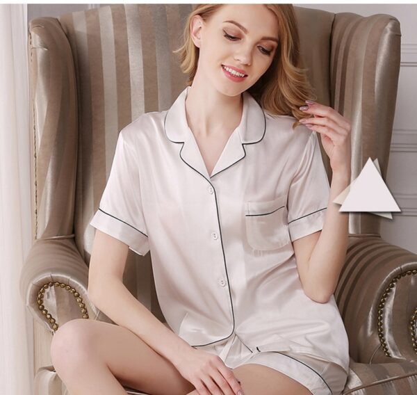 2021 Summer Real Sleep Wear Silk Pyjamas Sleepwear Set 100% Silk Pajamas - Image 3