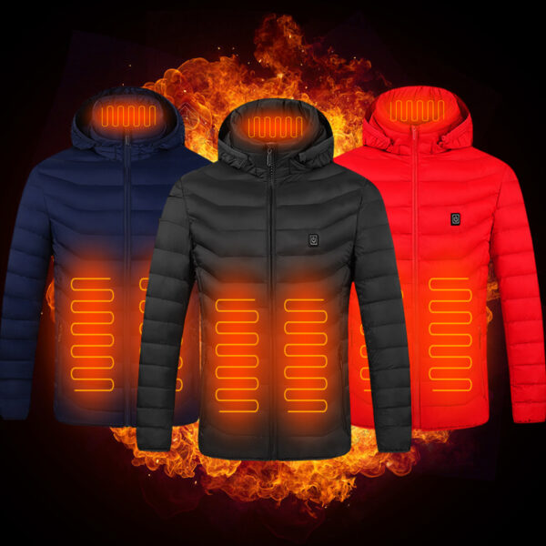 Winter Waterproof USB Rechargeable Smart Electric Heated Clothes Hoodie Coat Heated Jacket For Men - Image 6