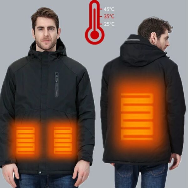 Couple USB Heated Jacket Men Women Waterproof Jacket Men Down Cotton Hiking Jacket Winter Thermal Plus Size Heated Clothing - Image 6