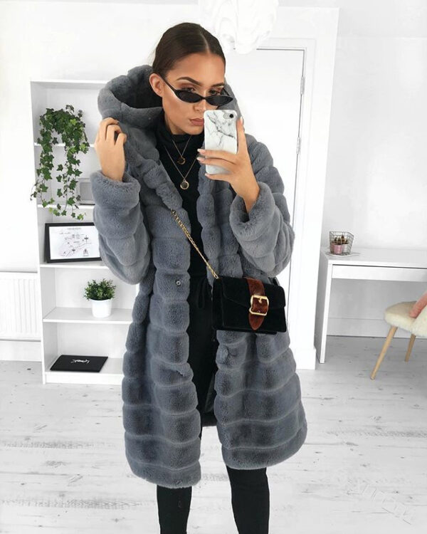 Oversize Winter Warm Outfits X Long Coats For Ladies fake faux fur Cloths With Hood Women Faux Fur Coat For Ladies - Image 4