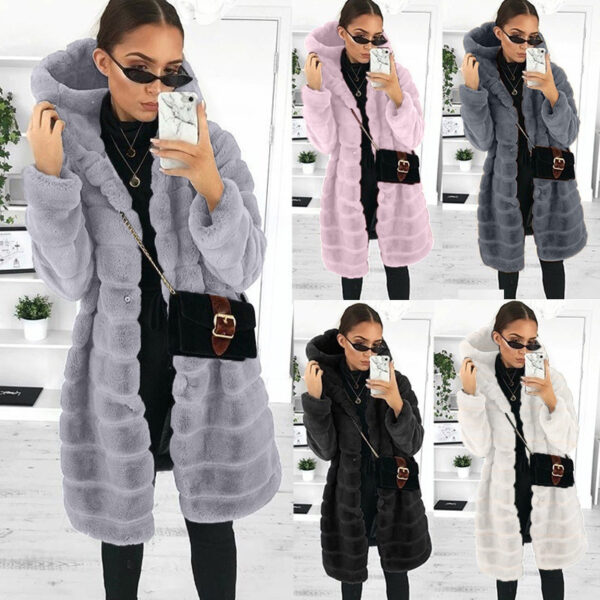 Oversize Winter Warm Outfits X Long Coats For Ladies fake faux fur Cloths With Hood Women Faux Fur Coat For Ladies