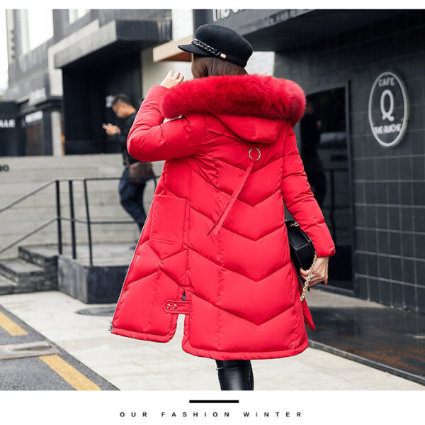 Women's Winter Black Long Sleeve Down Jacket Coats 2022 Fashion Female Windbreaker Fur Hooded Cloth women's jackets - Image 2