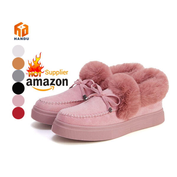 2022 winter new ladies snow boots leather wool women's shoes warm non-slip cotton casual snow boots - Image 6