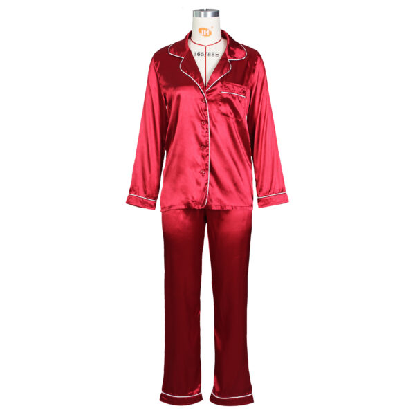 CS037 Custom Satin Sleep Wear China 100% Pure Silk Winter Women Silk Pajamas designer pajamas set - Image 5