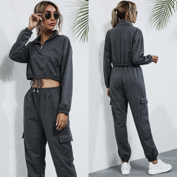 Women Casual Two Piece Matching Cloth Autumn Outfit 2 Female Pants Fall Long Sleeve Solid Color Casual Two Piece Set