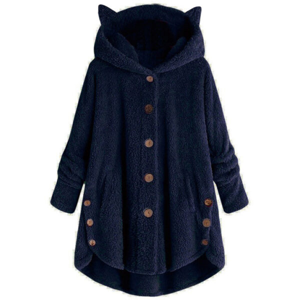 New Style Winter Outwear Tops Women Warm Overcoat Plush Irregular Sherpa Fleece Jacket Cat Ears Fluffy Sweater Hoodie Style - Image 4