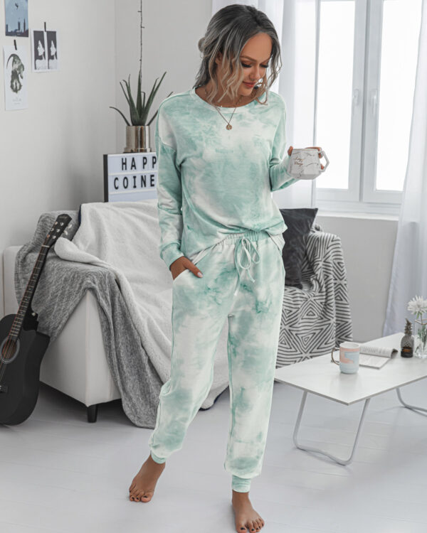 2021 Autumn Tie Dye pajama set women Sleep Wear Sleepwear Women's Pajamas Set Lounge Wear Sleeping Set Women Nightwear - Image 4