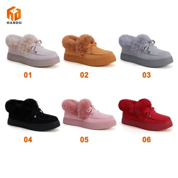 2022 winter new ladies snow boots leather wool women's shoes warm non-slip cotton casual snow boots - Image 5