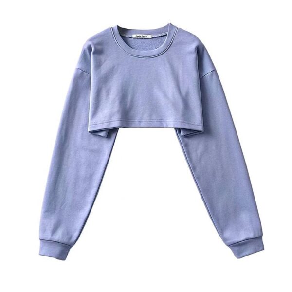 Logo Custom Quality Causal Fashion Crewneck Long Sleeve Crop Top Solid Color Top Women'S Hoodies & Sweatshirts - Image 5