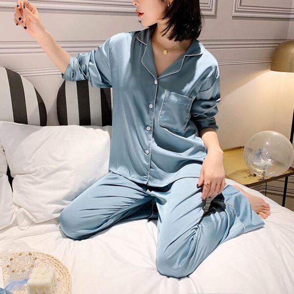 2022 wholesale fashion satin nightwear sleepwear pajamas - Image 4