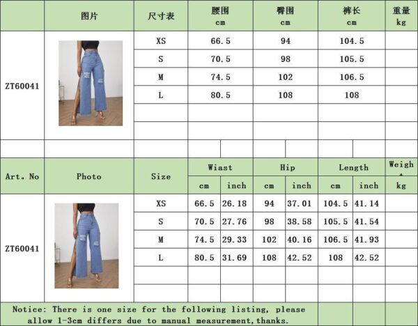 Large Size Women'S Jeans 2022 New Perforated Personalized Wide Leg Pants - Image 4