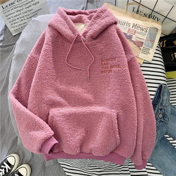 Hot Sale Sherpa Pullover Embroidery High Quality Fleece Oversized Women's Hoodies & Sweatshirts - Image 3