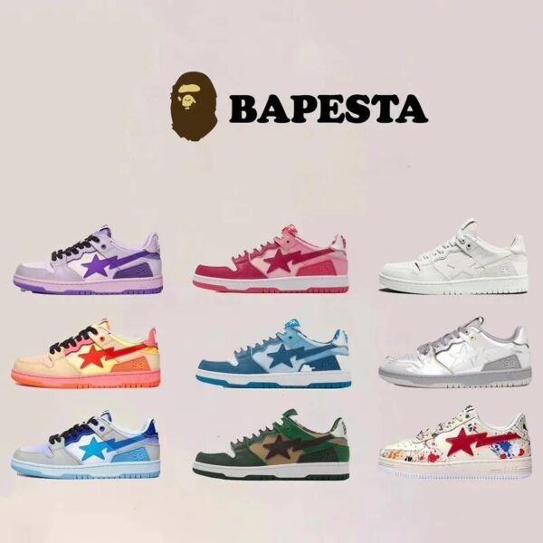 2022 Top Quality New Designer Unisex Sport Shoes Bape Star Printing Fashion Style Trend Comfortable Casual Sport Shoes - Image 2