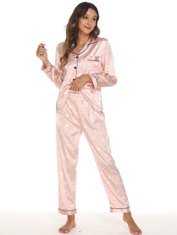 2021 Womens new arrival homewear pajamas suit pijamas sexy long sleeve silk satin pajama - Image 2