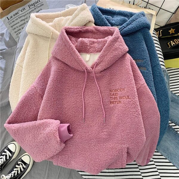 Hot Sale Sherpa Pullover Embroidery High Quality Fleece Oversized Women's Hoodies & Sweatshirts - Image 6