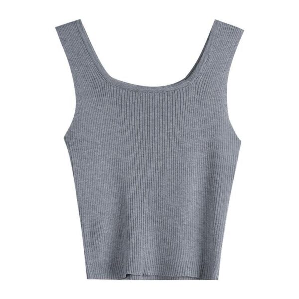 Trendy Female Knitted Bottoming Sleeveless Crop Tops Fitness Workout Women Crop Tank Top - Image 5