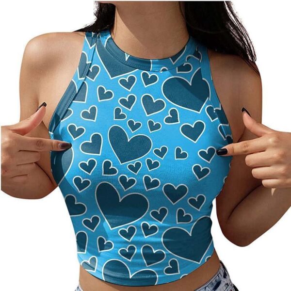 2022 New Arrival Spring Summer women's Crop Top Printed Round Neck Sleeveless ladies Casual Vest t shirt tank tops - Image 6