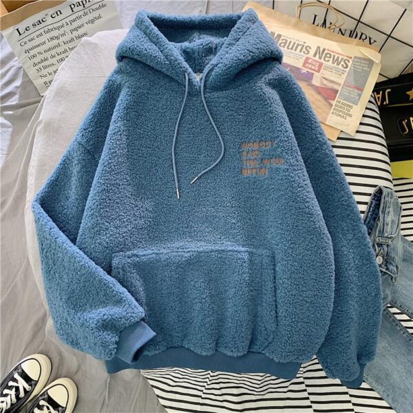 Hot Sale Sherpa Pullover Embroidery High Quality Fleece Oversized Women's Hoodies & Sweatshirts - Image 4