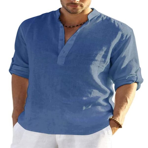 Wholesale Half Sleeve 100 Linen Fabric Men Cotton Linen Shirts Men - Image 4