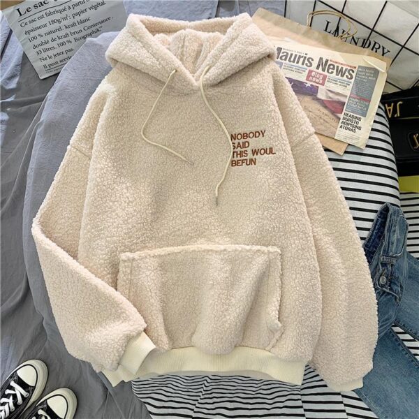 Hot Sale Sherpa Pullover Embroidery High Quality Fleece Oversized Women's Hoodies & Sweatshirts - Image 2