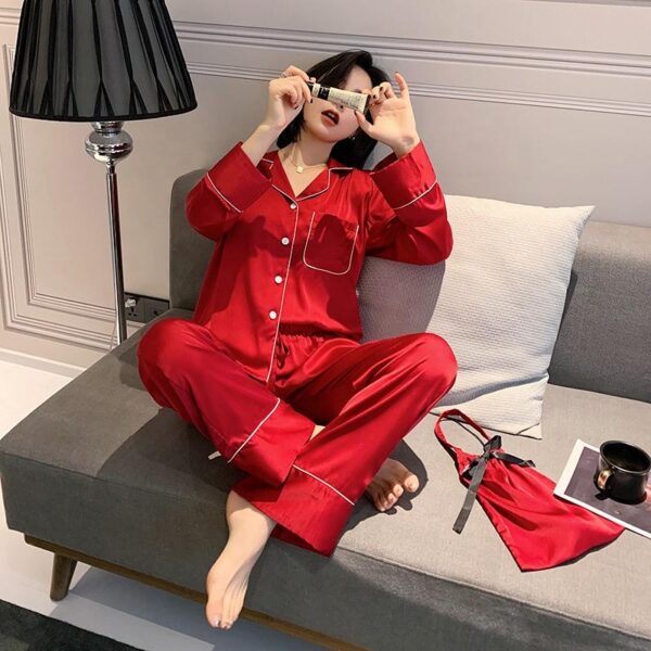 2022 wholesale fashion satin nightwear sleepwear pajamas - Image 3