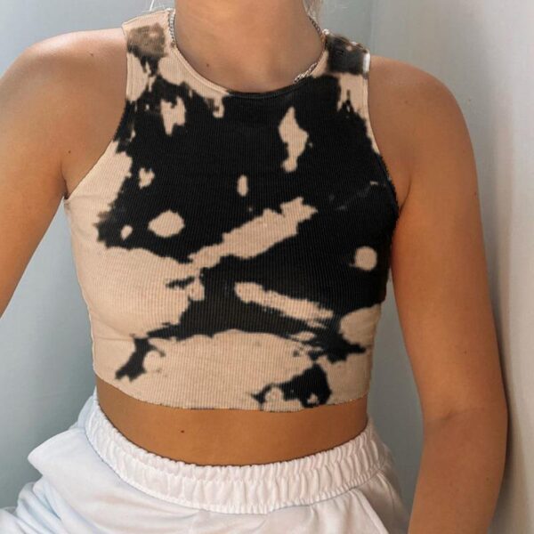 Summer Women Tie Dye Print Crop Top Ribbed Sexy Tank Top Ladies - Image 3