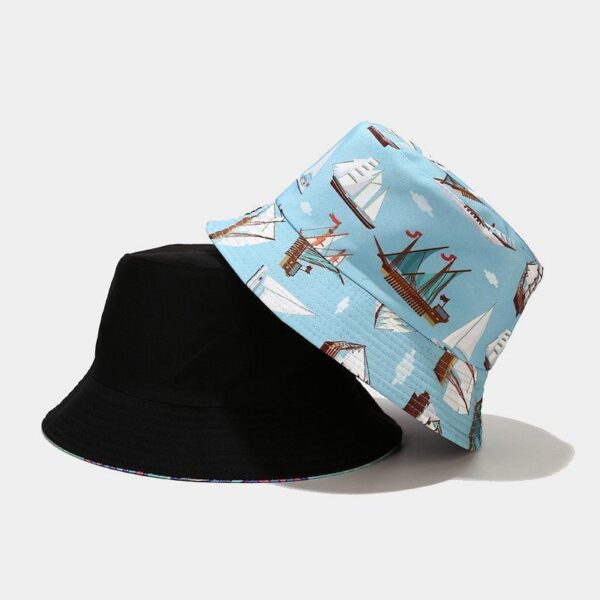 Spring Summer Cotton Shell Panama Whale Fishbone Bucket Hat Cartoon Animal Two Side Reversible Fashion Hat Sun Protection Cap - Image 5