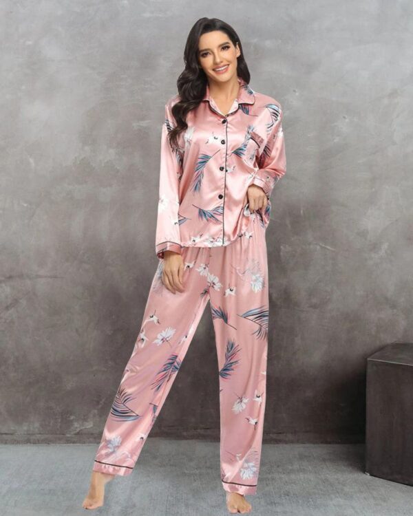 2021 Womens new arrival homewear pajamas suit pijamas sexy long sleeve silk satin pajama