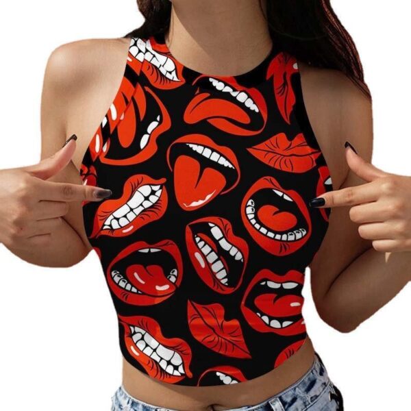 2022 New Arrival Spring Summer women's Crop Top Printed Round Neck Sleeveless ladies Casual Vest t shirt tank tops - Image 3