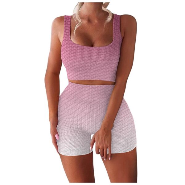 2022 New European and American Women Summer Sports 2 Piece Casual Sleeveless Top Shorts Yoga Two Piece Set - Image 5