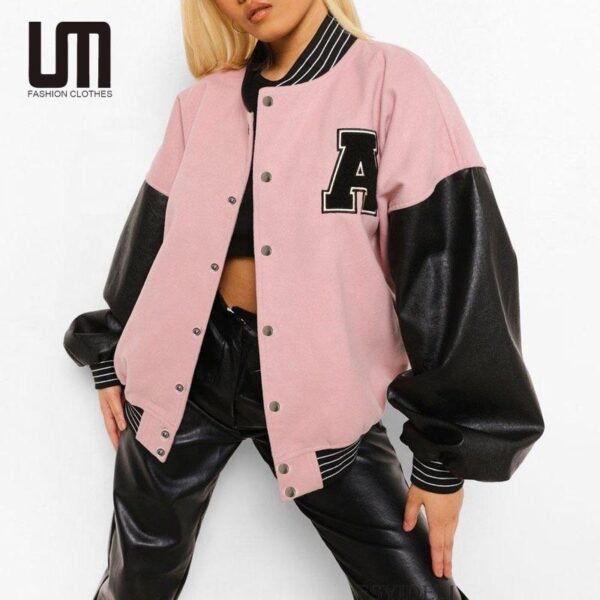 Liu Ming 2023 Hot Selling Women Casual Fall Winter Faux Pu Leather Long Sleeve Patchwork Crop Top Jackets Coats - Image 6