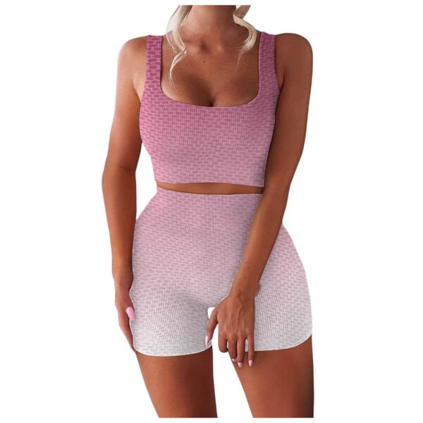 2022 New European and American Women Summer Sports 2 Piece Casual Sleeveless Top Shorts Yoga Two Piece Set - Image 6