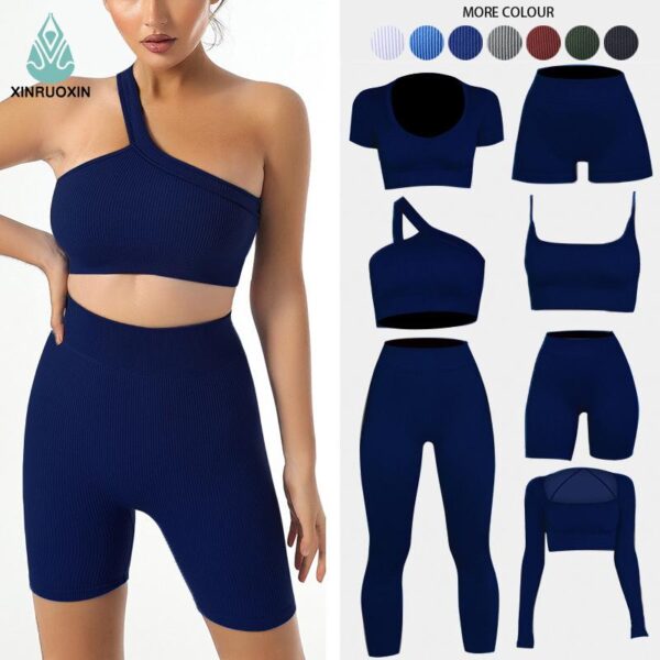 Custom Active Wear Sports Yoga Suit Seamless Leggings Bra Workout Outfits 6 Piece Gym Fitness Sets For Women - Image 6