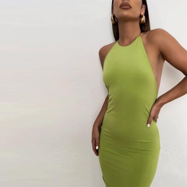 Wholesale 2022 summer women fashion halter neck long bodycon dress backless ladies casual dresses - Image 3