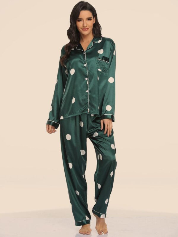 2021 Womens new arrival homewear pajamas suit pijamas sexy long sleeve silk satin pajama - Image 5