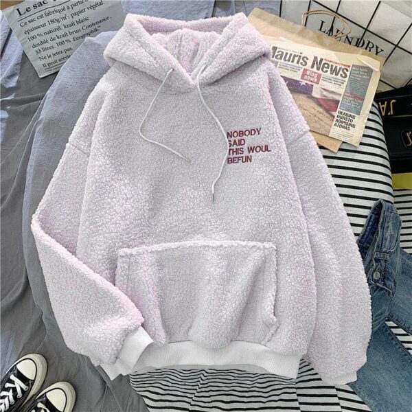 Hot Sale Sherpa Pullover Embroidery High Quality Fleece Oversized Women's Hoodies & Sweatshirts - Image 5