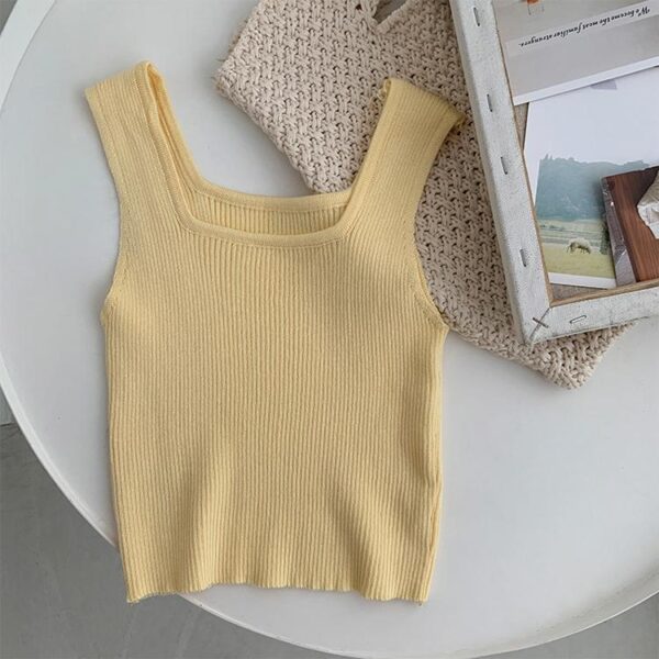 Trendy Female Knitted Bottoming Sleeveless Crop Tops Fitness Workout Women Crop Tank Top - Image 2