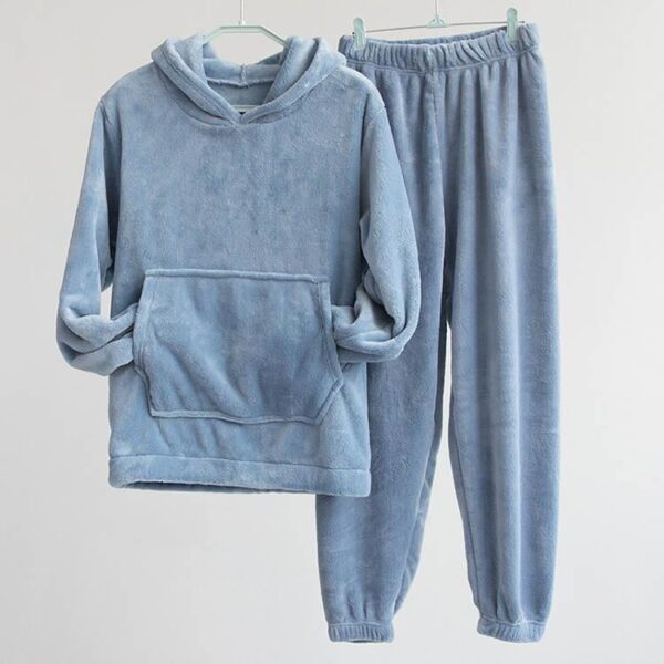 New Autumn And Winter Thicken Plush And Thick Wool Women Nightgown Two Piece Pajamas - Image 3